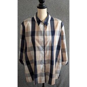 ALIA Plaid Blouse Womans Multicolor Long Sleeve Button Up Size 22 Casual